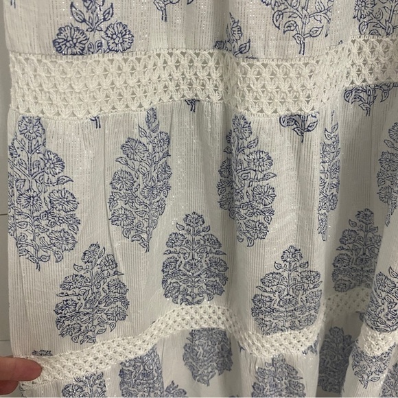 Masalababy New Floral Maxi Sundress w/ Metallic Threading in Blue & White - Picture 11 of 15